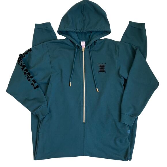 Savage X Fenty Sz S Forever Showgirl Hooded Jumpsuit in Green Light Flaw - Picture 3 of 16